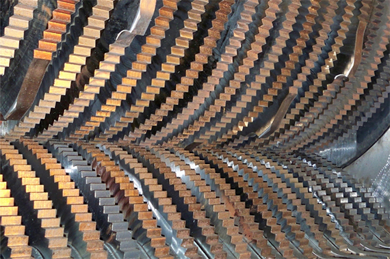 Inside of a shredder