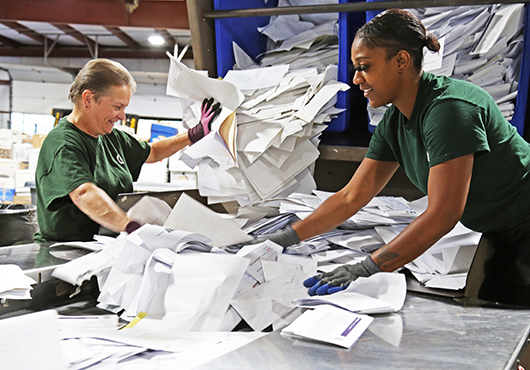 CSC team getting paper ready for shredding